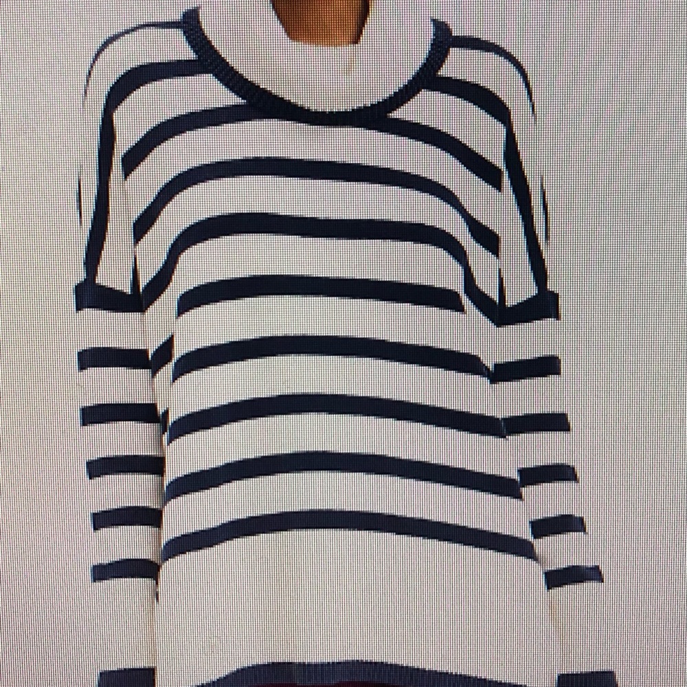 LOFT, Striped Turtleneck Poncho Sweater, Whisper White, Medium, New w/Tags